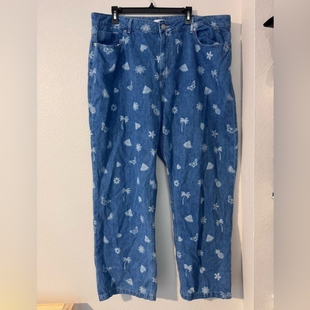 Forever 21 plus jeans 90's fit baggy summer print size 18